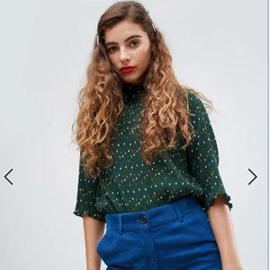 Monki Ruffle High Neck Top
